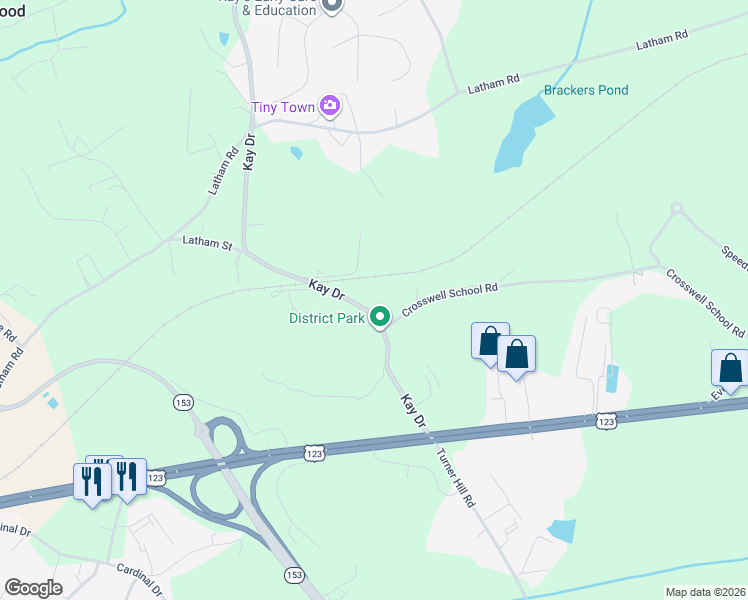 map of restaurants, bars, coffee shops, grocery stores, and more near 201 Kay Drive in Easley