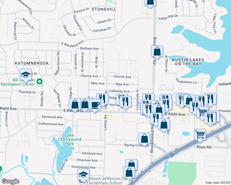 map of restaurants, bars, coffee shops, grocery stores, and more near 310 Calloway Avenue in Sherwood