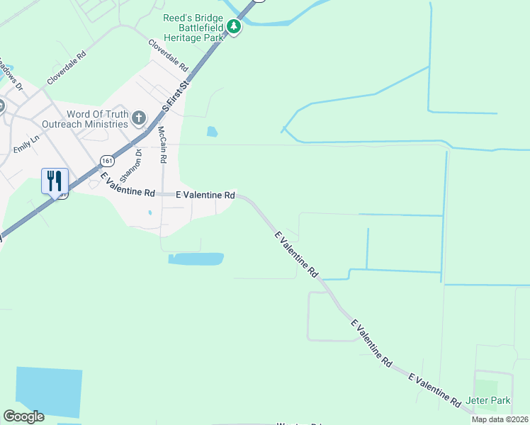 map of restaurants, bars, coffee shops, grocery stores, and more near 718 East Valentine Road in North Little Rock