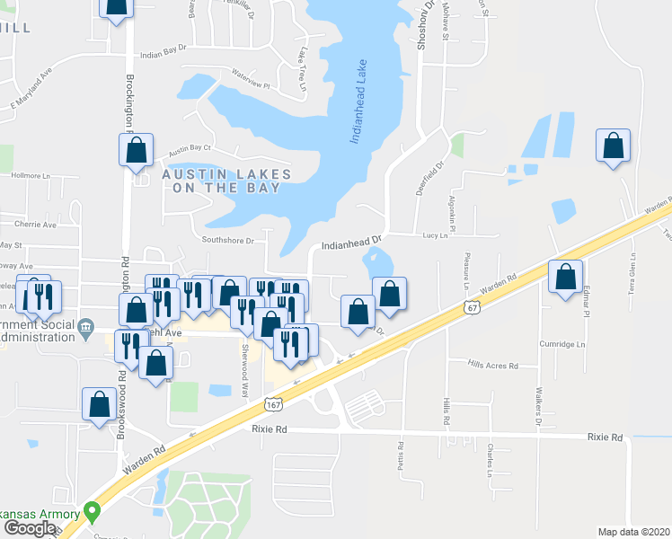 map of restaurants, bars, coffee shops, grocery stores, and more near 9 East Laramie Drive in Sherwood