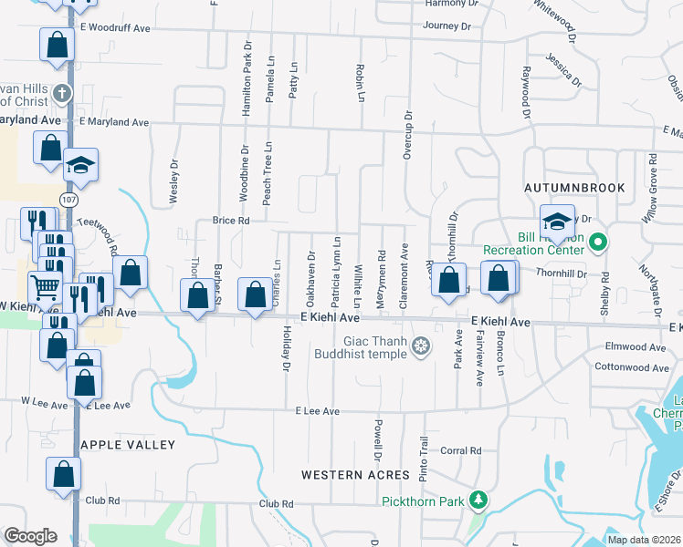 map of restaurants, bars, coffee shops, grocery stores, and more near 8801 Wilhite Lane in Sherwood