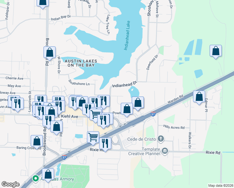 map of restaurants, bars, coffee shops, grocery stores, and more near 5 East Laramie Drive in Sherwood
