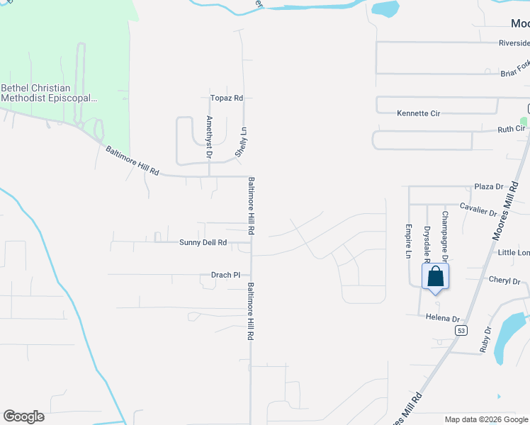 map of restaurants, bars, coffee shops, grocery stores, and more near 923 Baltimore Hill Road in Huntsville