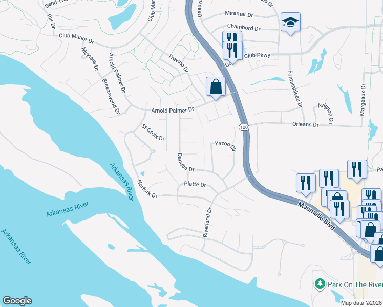 map of restaurants, bars, coffee shops, grocery stores, and more near 2 Suwannee Cove in Maumelle