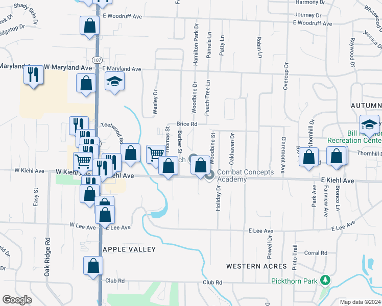 map of restaurants, bars, coffee shops, grocery stores, and more near 909 East Kiehl Avenue in Sherwood