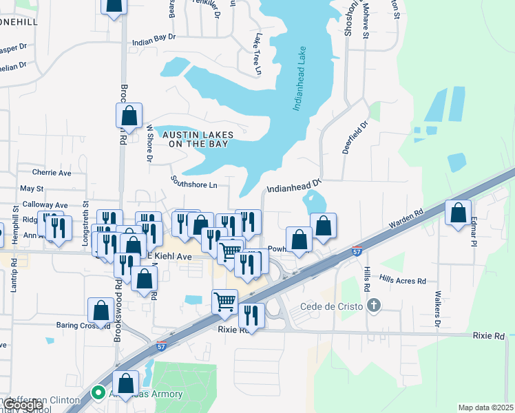 map of restaurants, bars, coffee shops, grocery stores, and more near 8703 Indianhead Drive in Sherwood