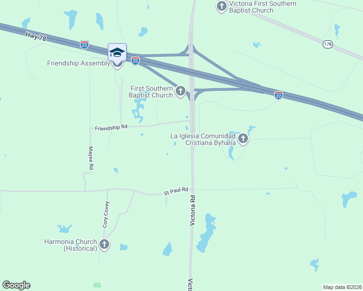 map of restaurants, bars, coffee shops, grocery stores, and more near 400 Victoria Road in Byhalia