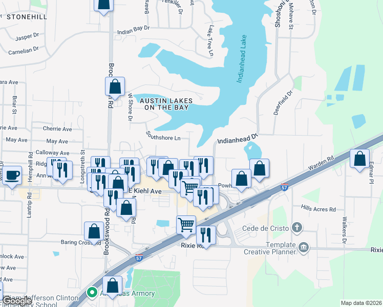 map of restaurants, bars, coffee shops, grocery stores, and more near 8702 Cayuga Lane in Sherwood