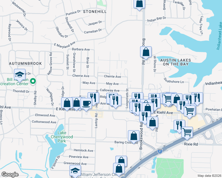 map of restaurants, bars, coffee shops, grocery stores, and more near 310 Calloway Avenue in Sherwood