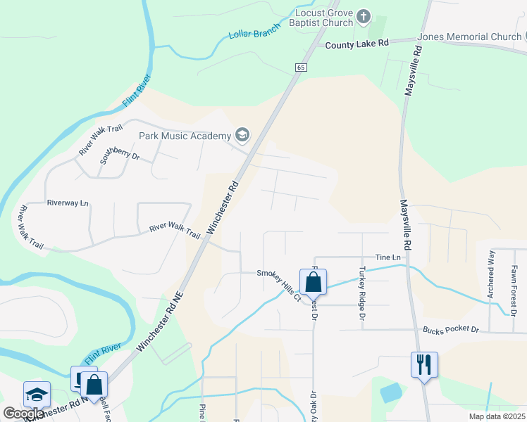map of restaurants, bars, coffee shops, grocery stores, and more near 112 Cherry Ridge Drive in New Market