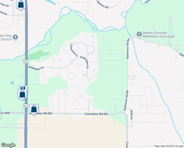 map of restaurants, bars, coffee shops, grocery stores, and more near 207 White Picket Trail in Meridianville