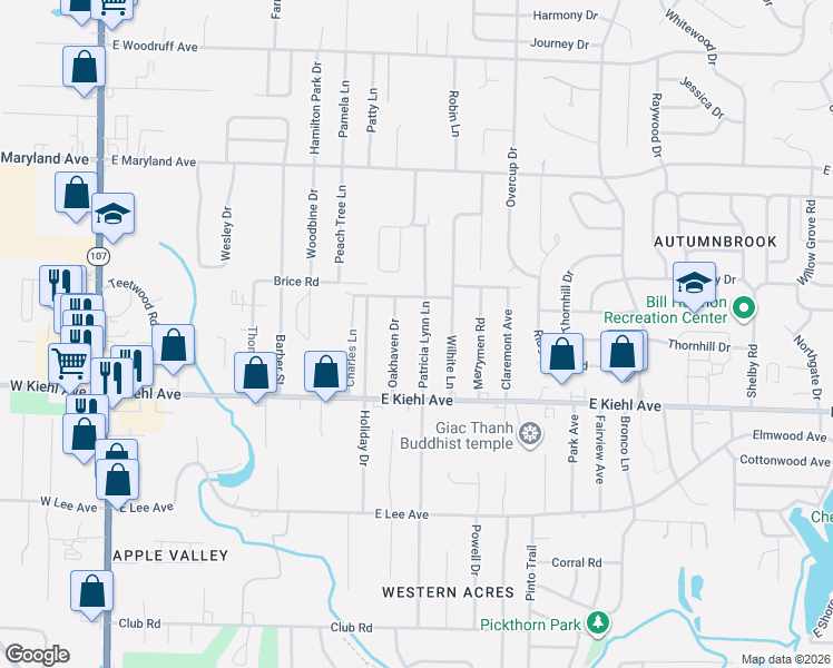 map of restaurants, bars, coffee shops, grocery stores, and more near 8708 Oakhaven Drive in Sherwood