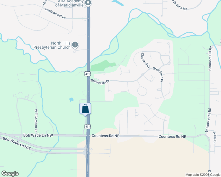 map of restaurants, bars, coffee shops, grocery stores, and more near 115 Octavia Drive in Meridianville
