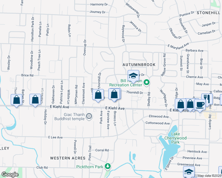 map of restaurants, bars, coffee shops, grocery stores, and more near 13 Thornhill Drive in Sherwood