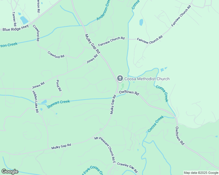 map of restaurants, bars, coffee shops, grocery stores, and more near 174 Oak Lane in Blairsville