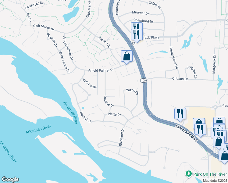 map of restaurants, bars, coffee shops, grocery stores, and more near 2 Suwannee Cove in Maumelle