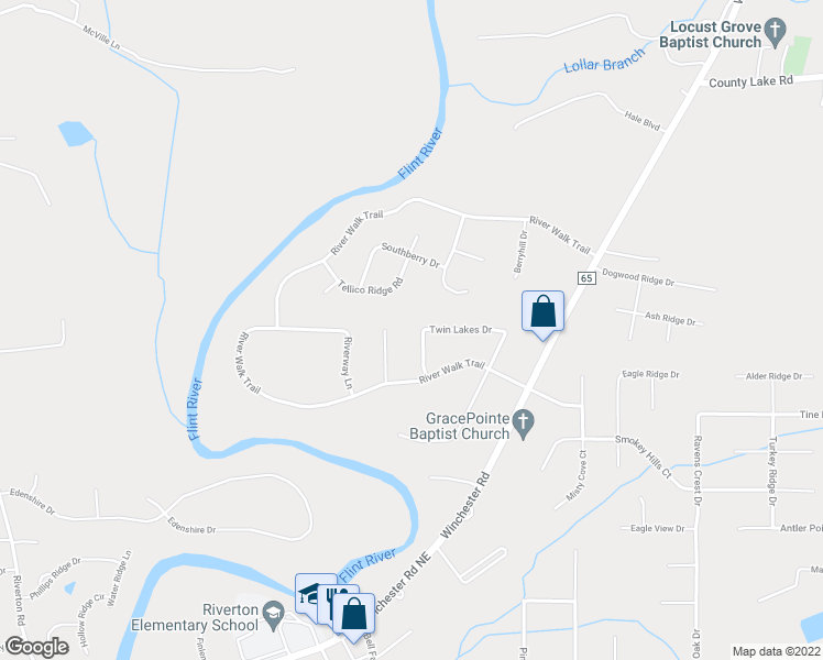 map of restaurants, bars, coffee shops, grocery stores, and more near 266 Twin Lakes Drive in New Market