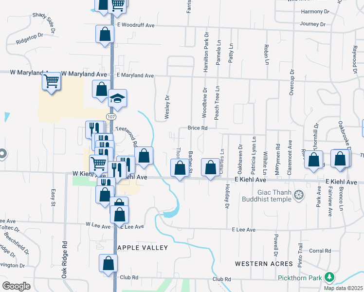 map of restaurants, bars, coffee shops, grocery stores, and more near 143 Thomas Street in Sherwood