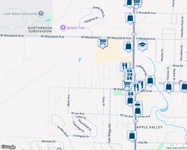 map of restaurants, bars, coffee shops, grocery stores, and more near 123 Chiliwood Lane in Sherwood