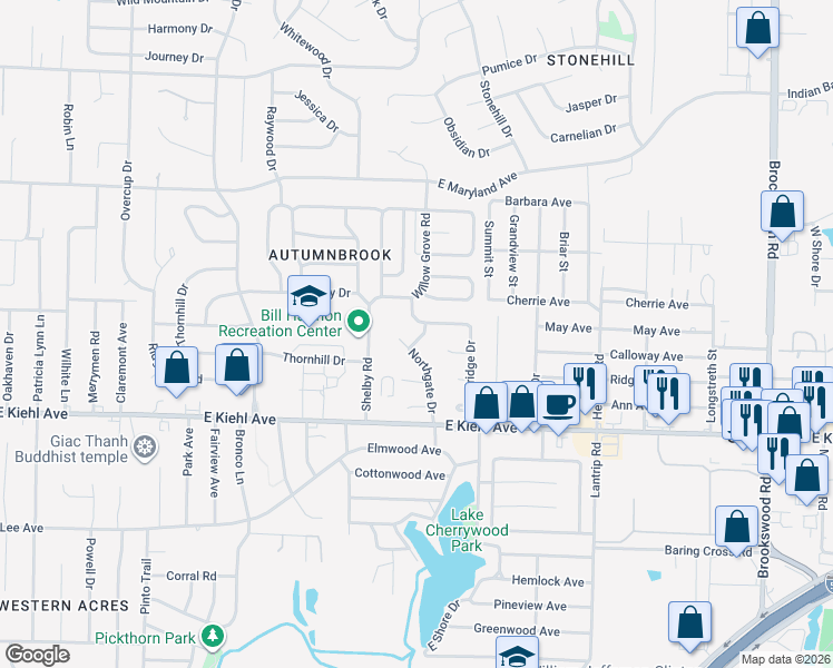 map of restaurants, bars, coffee shops, grocery stores, and more near 8701 Northgate Lane in Sherwood