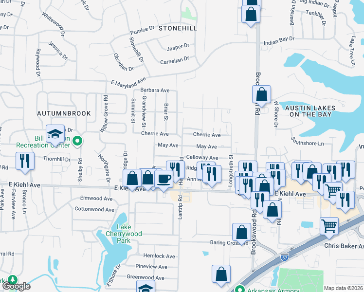 map of restaurants, bars, coffee shops, grocery stores, and more near 226 Cherrie Avenue in Sherwood