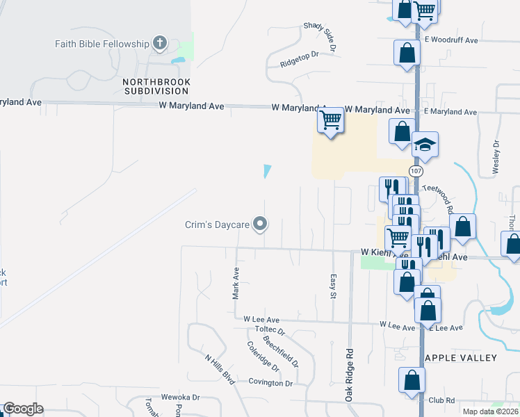 map of restaurants, bars, coffee shops, grocery stores, and more near 124 Mayfair Cove in North Little Rock