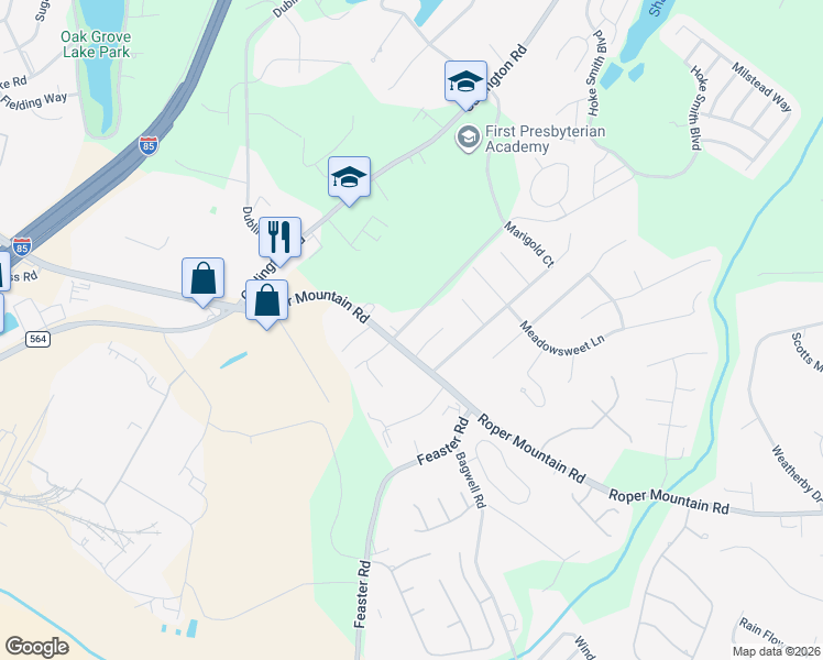 map of restaurants, bars, coffee shops, grocery stores, and more near 106 Snipes Road in Greenville