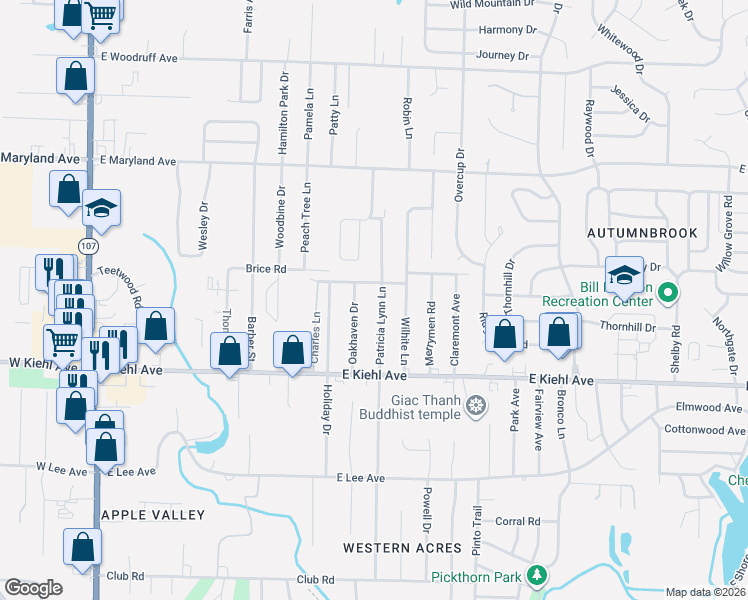 map of restaurants, bars, coffee shops, grocery stores, and more near 8904 Oakhaven Drive in Sherwood