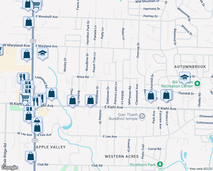 map of restaurants, bars, coffee shops, grocery stores, and more near 8901 Oakhaven Drive in Sherwood