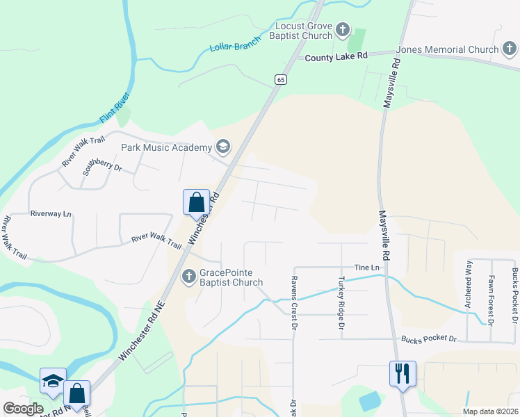 map of restaurants, bars, coffee shops, grocery stores, and more near 211 Ash Ridge Drive in New Market