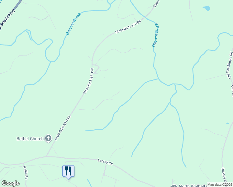 map of restaurants, bars, coffee shops, grocery stores, and more near 265 Windy Hollow Road in Walhalla