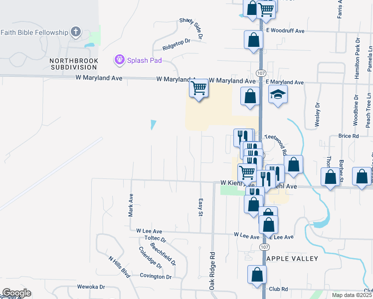 map of restaurants, bars, coffee shops, grocery stores, and more near 119 Chiliwood Lane in Sherwood