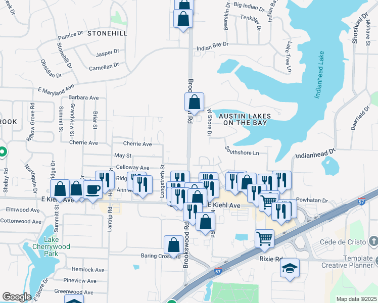 map of restaurants, bars, coffee shops, grocery stores, and more near 9001-9399 Brockington Road in Sherwood
