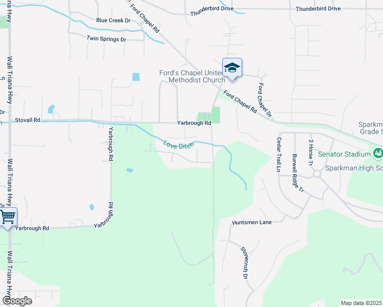 map of restaurants, bars, coffee shops, grocery stores, and more near 119 Amelia Drive in Harvest