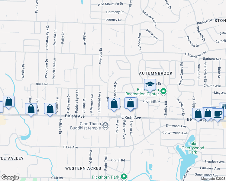 map of restaurants, bars, coffee shops, grocery stores, and more near 29 Thornhill Drive in Sherwood