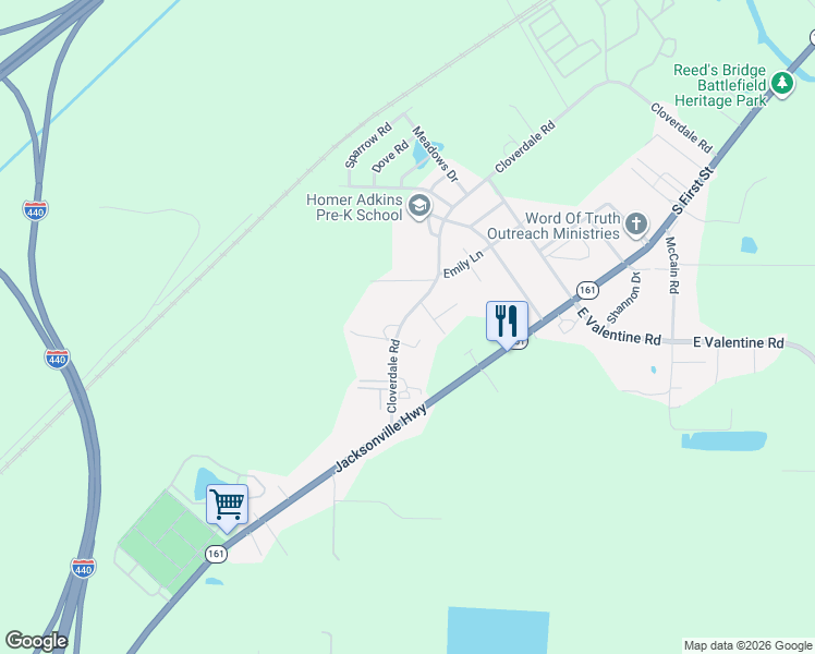 map of restaurants, bars, coffee shops, grocery stores, and more near 621 Cloverdale Road in Jacksonville