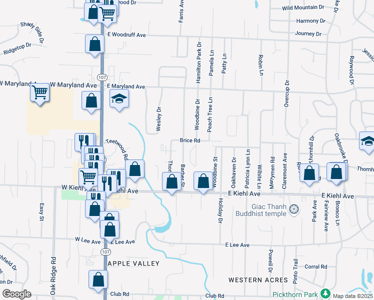 map of restaurants, bars, coffee shops, grocery stores, and more near 8820 Barber Street in Sherwood