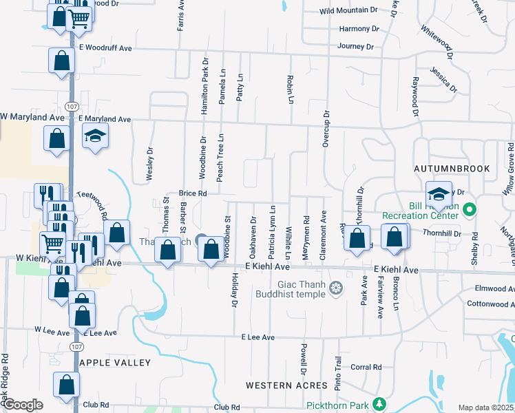 map of restaurants, bars, coffee shops, grocery stores, and more near 8904 Oakhaven Drive in Sherwood