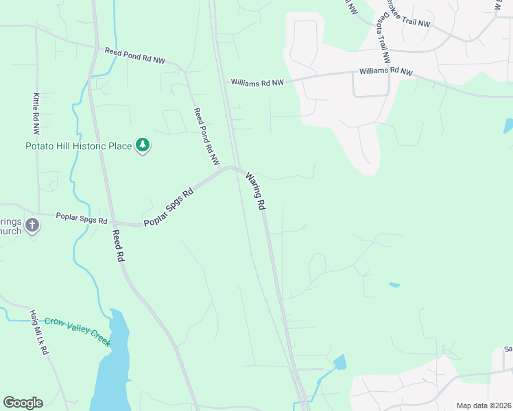 map of restaurants, bars, coffee shops, grocery stores, and more near 2267 Waring Road Northwest in Dalton