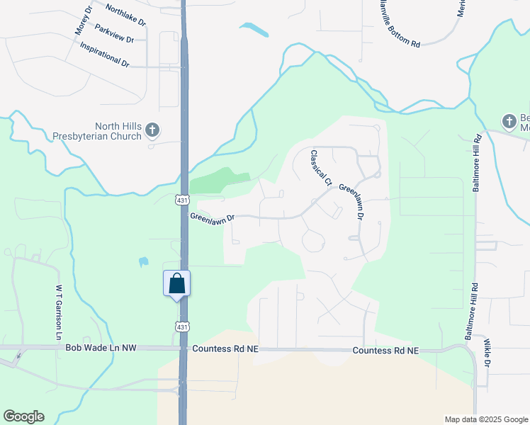 map of restaurants, bars, coffee shops, grocery stores, and more near 107 Otey Drive in Meridianville