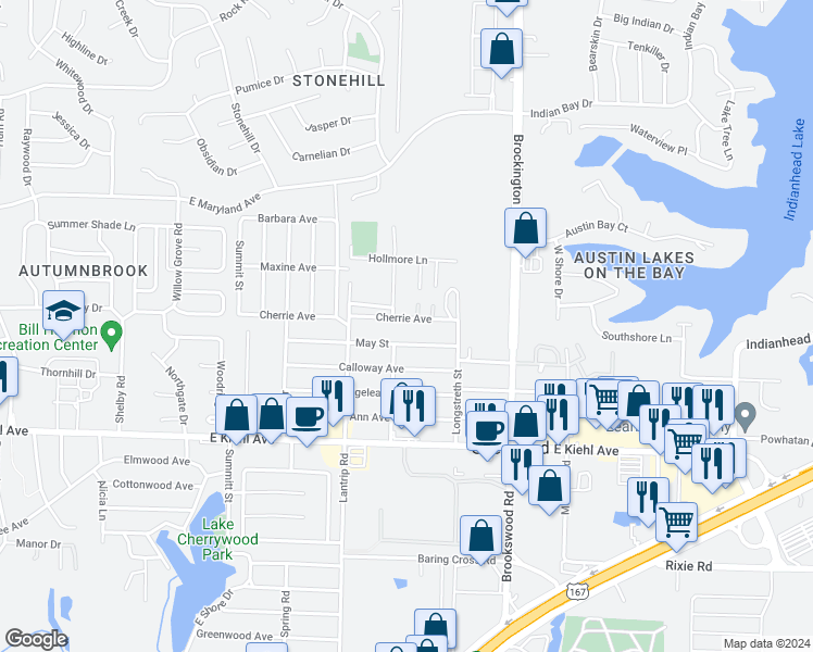 map of restaurants, bars, coffee shops, grocery stores, and more near 404 Cherrie Avenue in North Little Rock