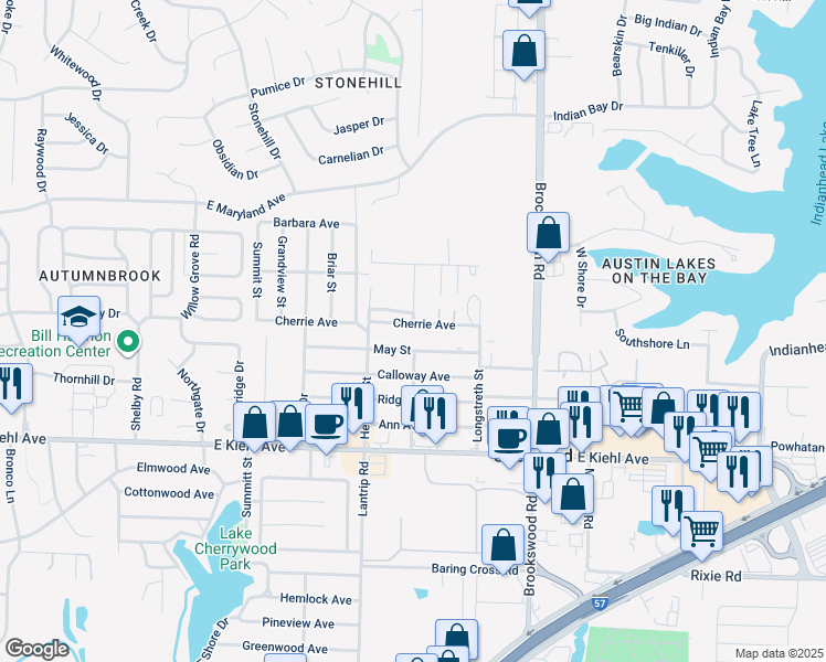map of restaurants, bars, coffee shops, grocery stores, and more near 320 Cherrie Avenue in Sherwood