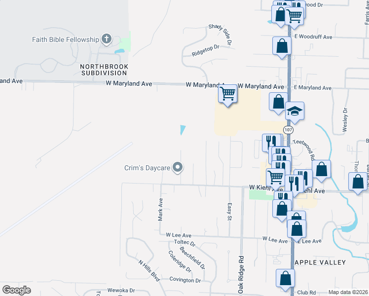 map of restaurants, bars, coffee shops, grocery stores, and more near 124 Mayfair Cove in North Little Rock