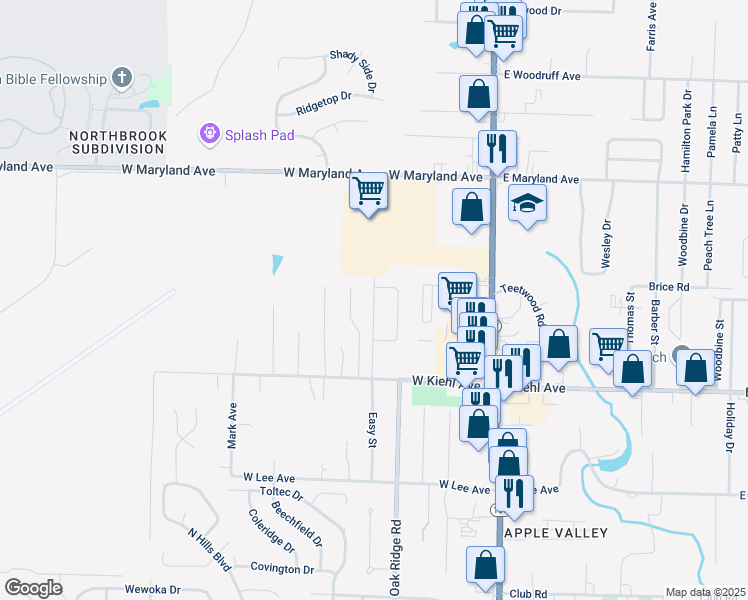 map of restaurants, bars, coffee shops, grocery stores, and more near 212 Katye Lane in Sherwood