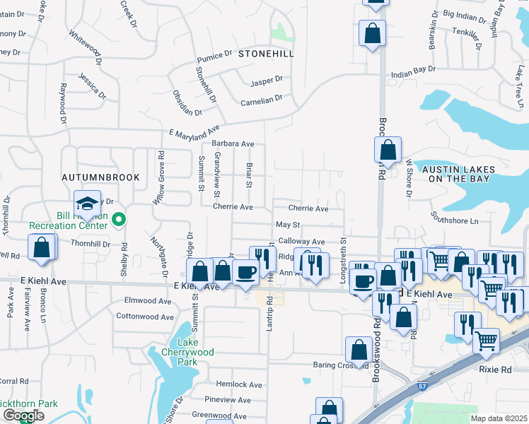 map of restaurants, bars, coffee shops, grocery stores, and more near 224 Cherrie Avenue in Sherwood
