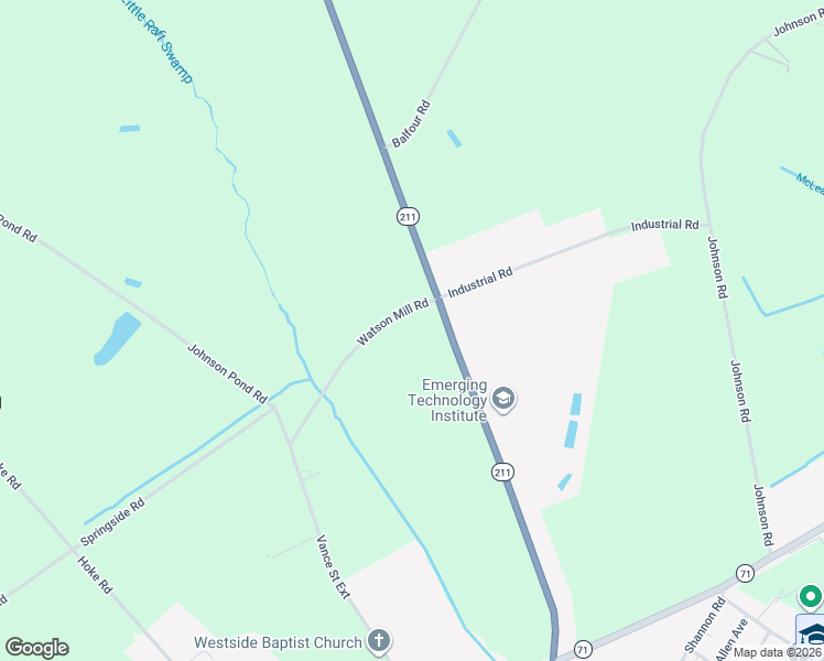 map of restaurants, bars, coffee shops, grocery stores, and more near 83 Watson Mill Road in Red Springs