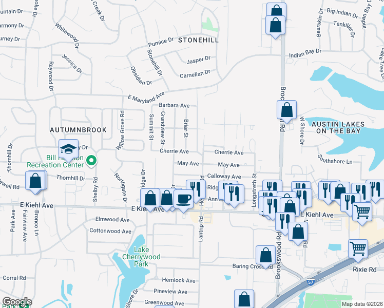 map of restaurants, bars, coffee shops, grocery stores, and more near 210 Cherrie Avenue in North Little Rock