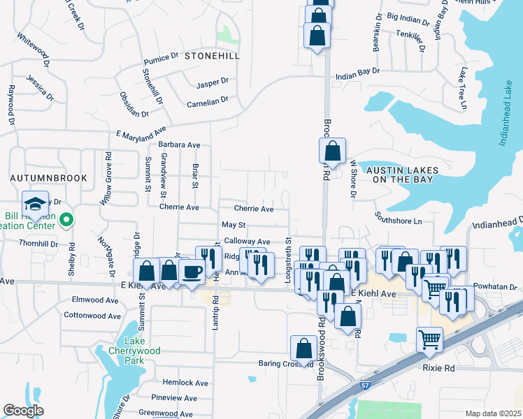 map of restaurants, bars, coffee shops, grocery stores, and more near 406a Cherrie Avenue in Sherwood