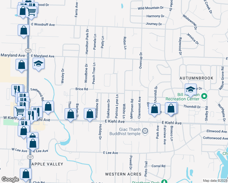 map of restaurants, bars, coffee shops, grocery stores, and more near 8904 Oakhaven Drive in Sherwood