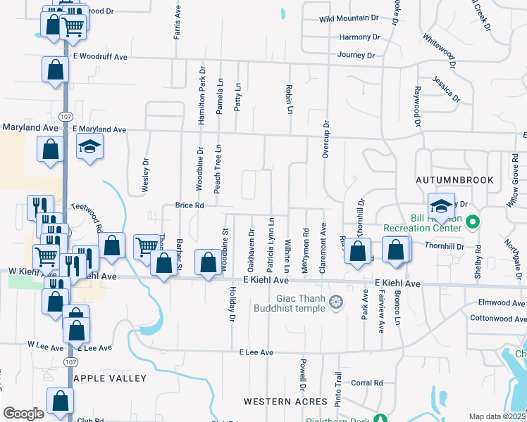 map of restaurants, bars, coffee shops, grocery stores, and more near 8904 Oakhaven Drive in Sherwood